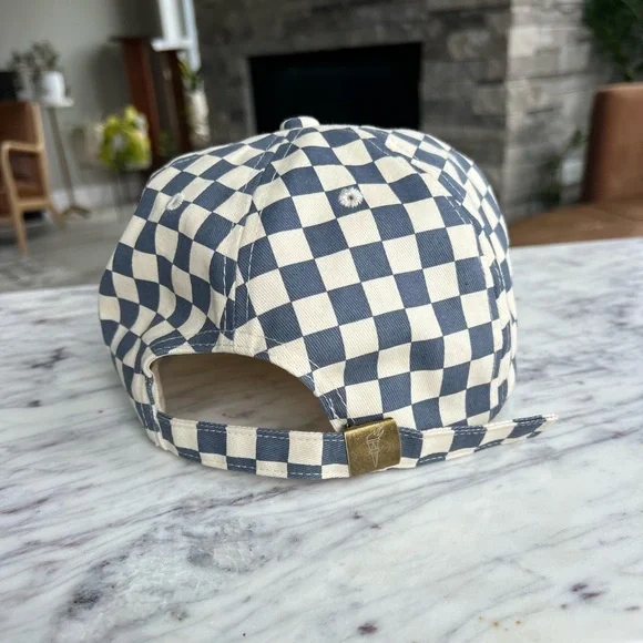Checkered Blue and White Cap - Picture 3 of 4